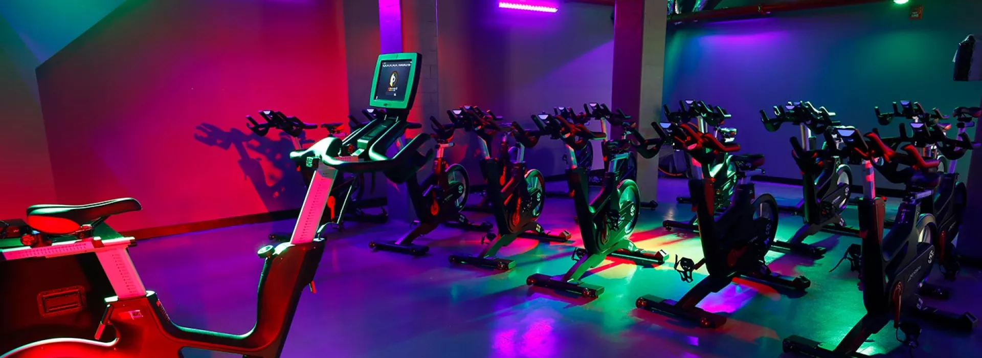 Spin bikes in exercise studio for cycling at YMCA