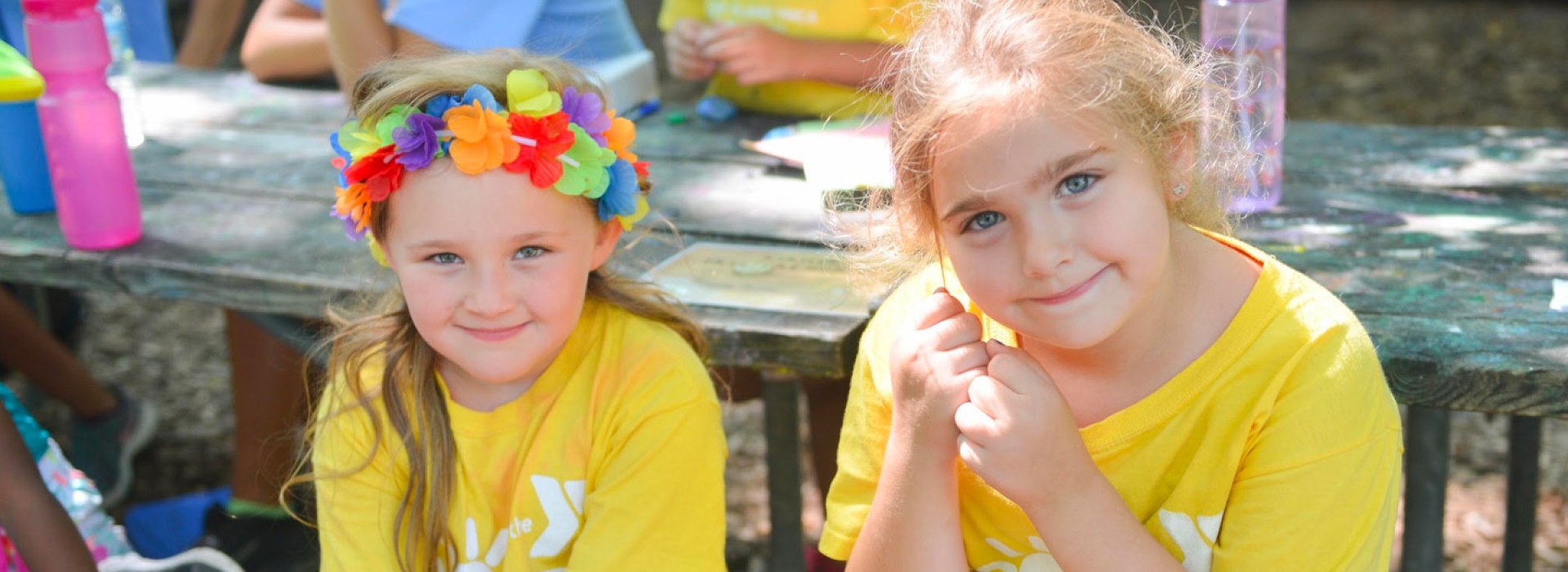 Two girls smiling at the Staten Island Broadway Summer Day Camp.