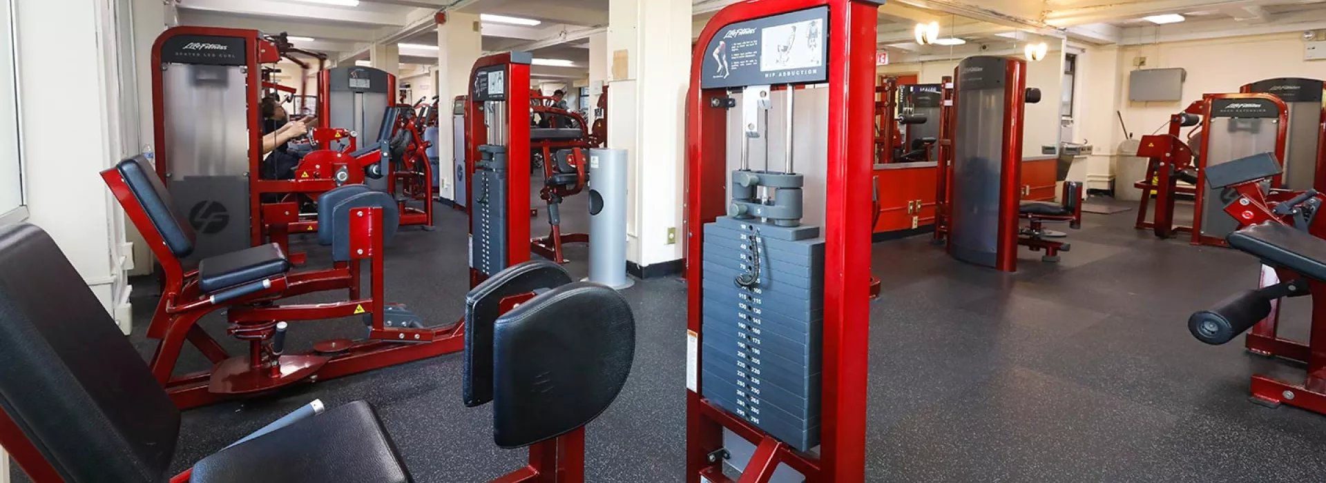 Strength training equipment in Flushing YMCA fitness center in Queens