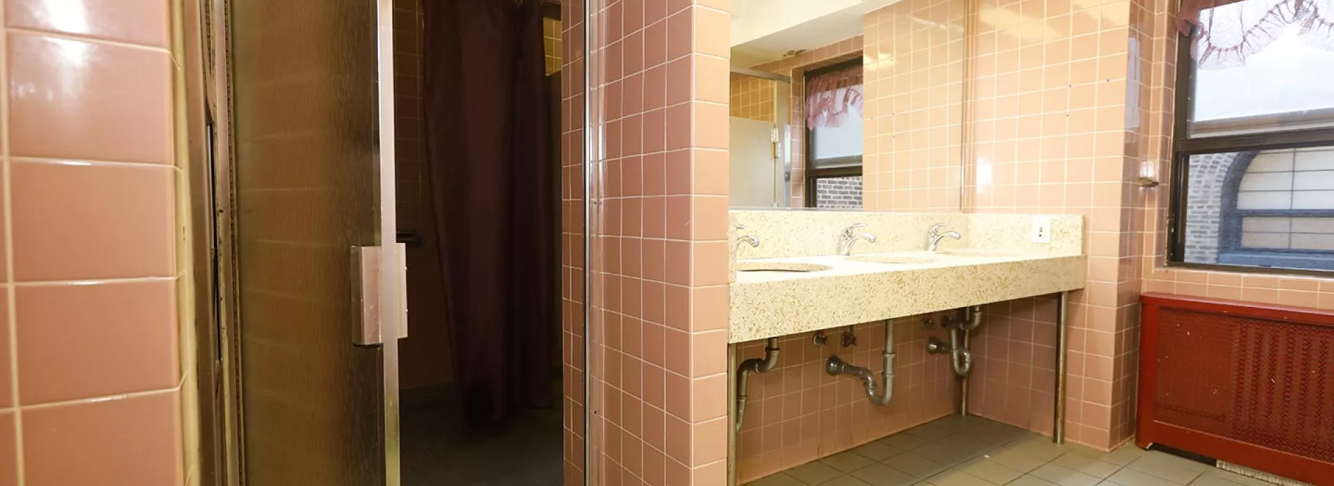 Bathroom for hotel guests at the Flushing YMCA in Queens