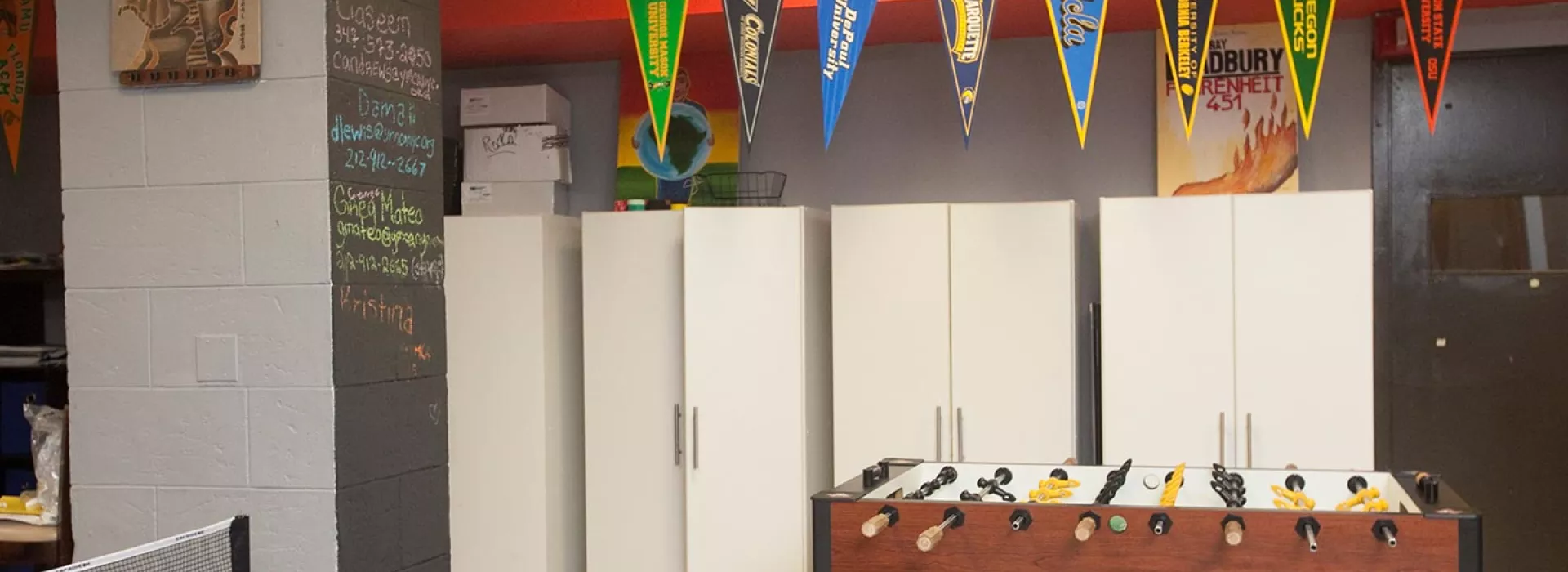 Teen Center with ping pong and foosball tables at the West Side YMCA in Manhattan