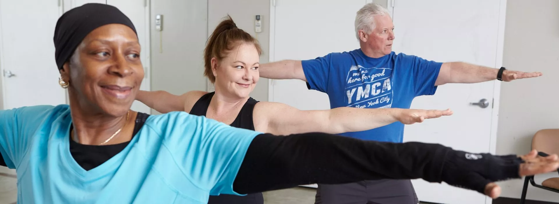 Broadway members doing yoga