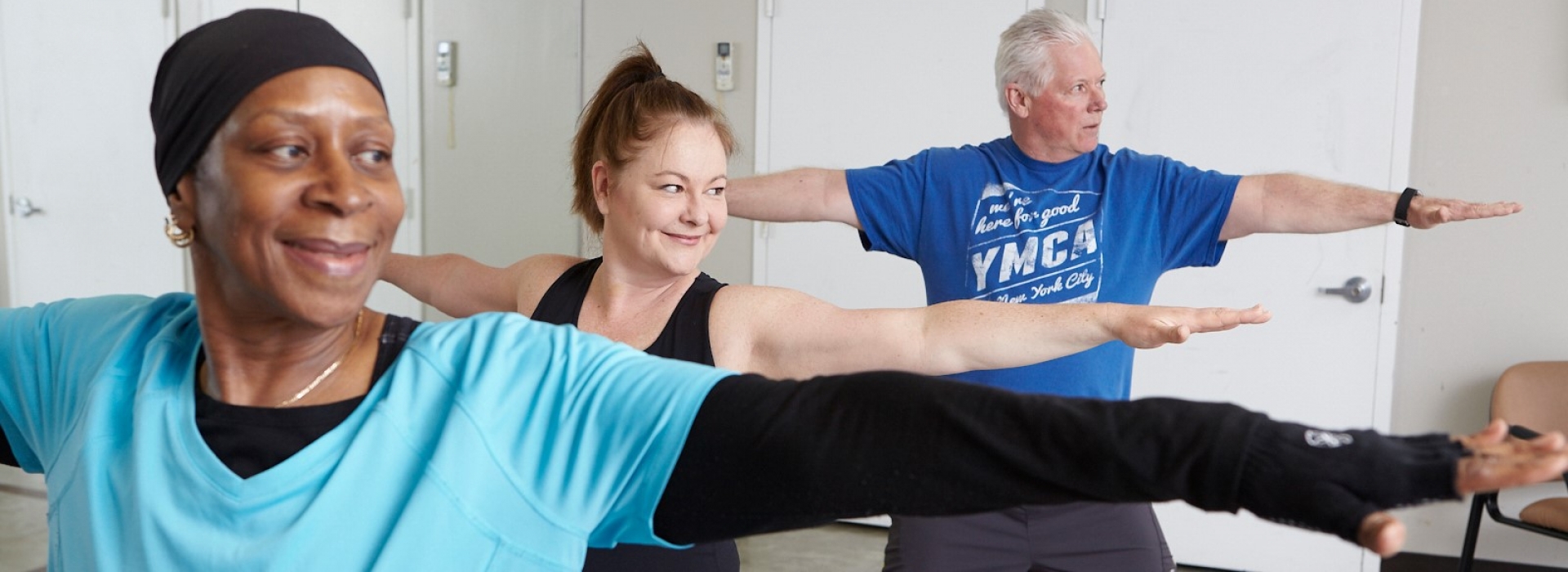 Broadway members doing yoga