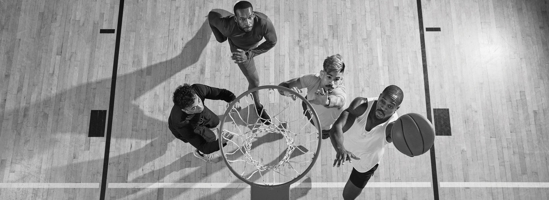 basketball players in a gym