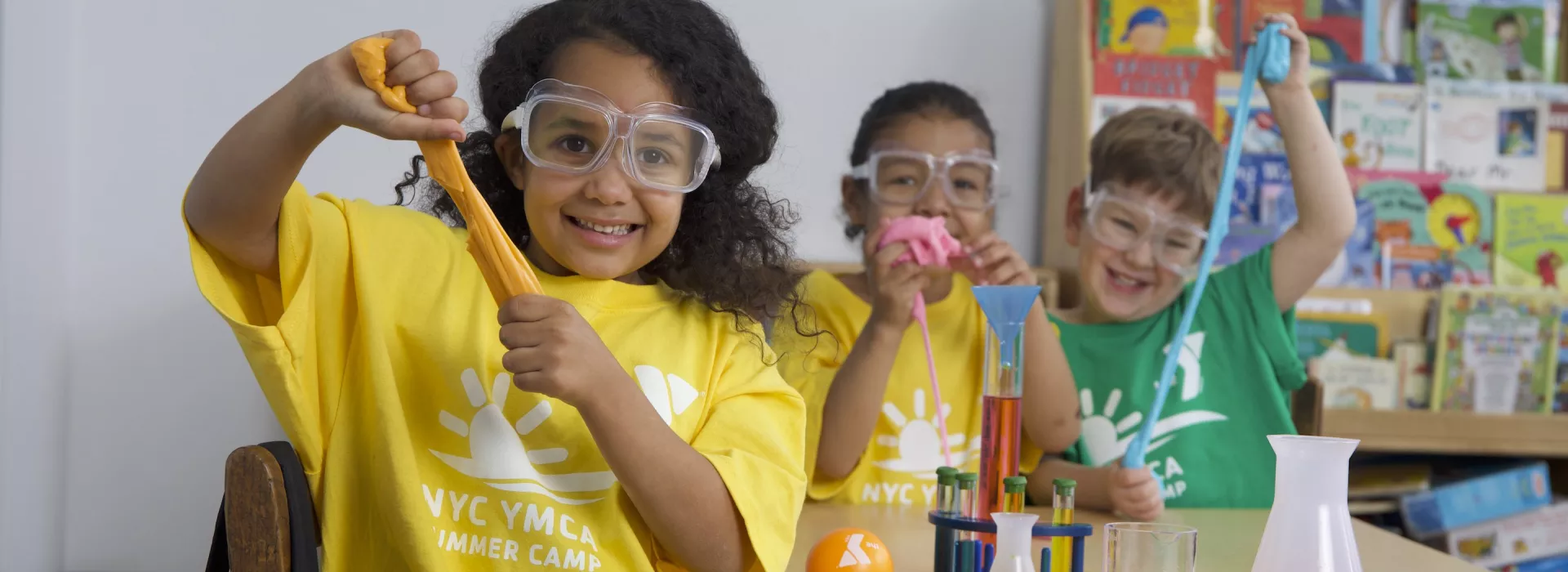 3 kids in a science camp