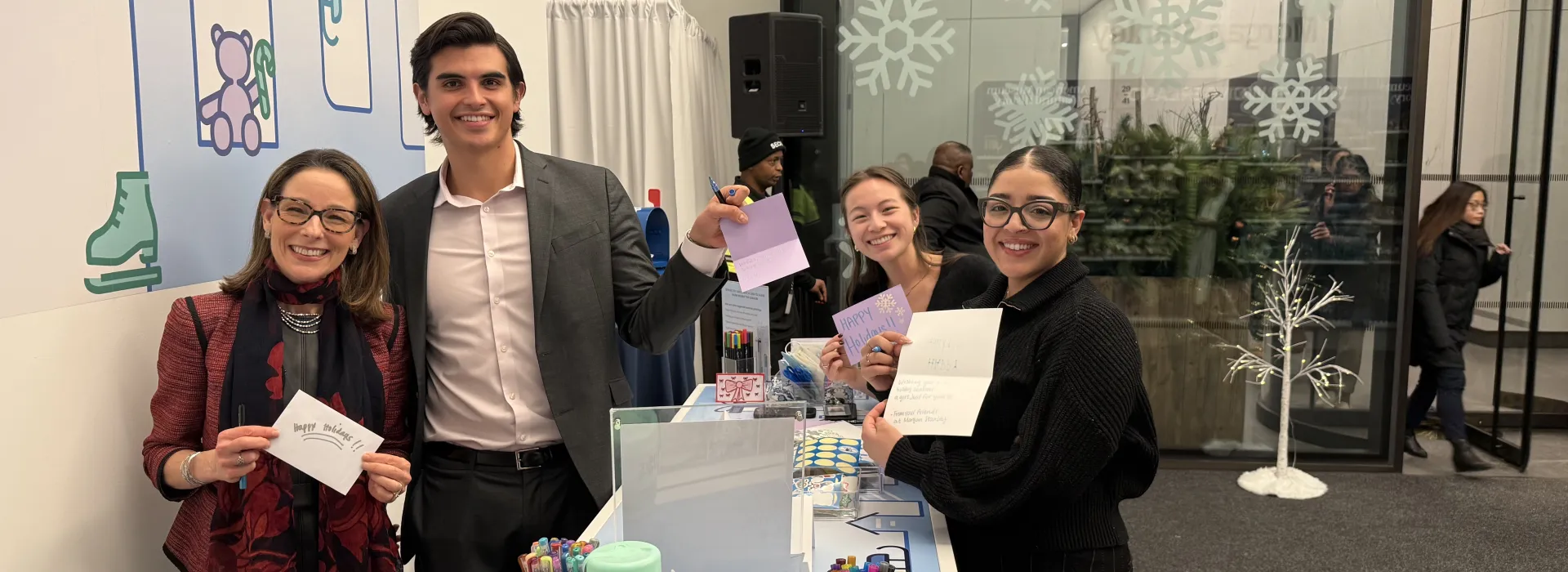 Morgan Stanley volunteers gather for a toy drive